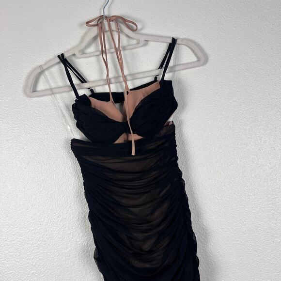 House of CB Tibi Black Ruched Cutout Midi Dress XS - Picture 5 of 10